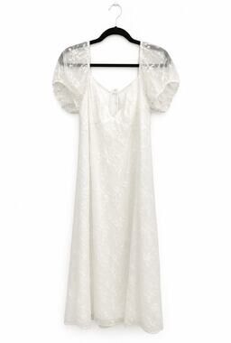 Altar’d State White Embroidered Puff Sleeve Maxi Dress Open Back XXL